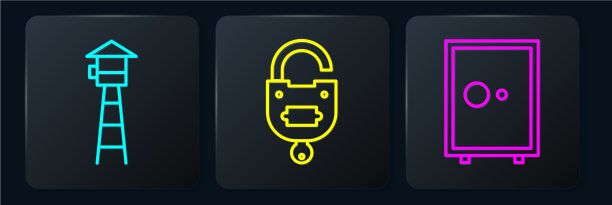 警戒塔，安全锁好钥匙图片下载