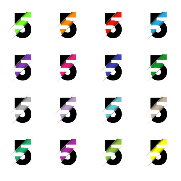 五号标志黑色和橙色光泽风格图片下载