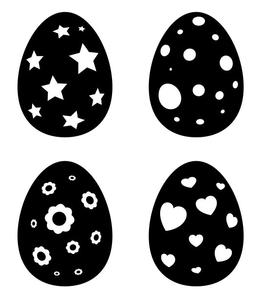 复活节彩蛋剪影系列黑色图片下载