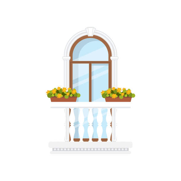 有大理石栏杆的阳台拱门图片下载