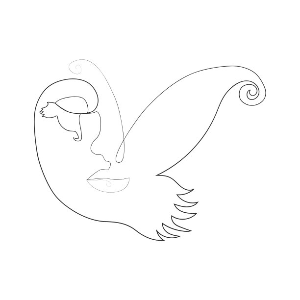 抽象面与蝴蝶一线画图片下载