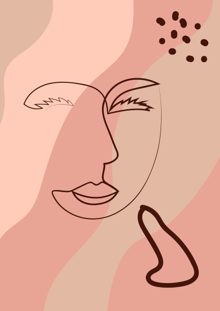 抽象的女人面一线画portport图片下载