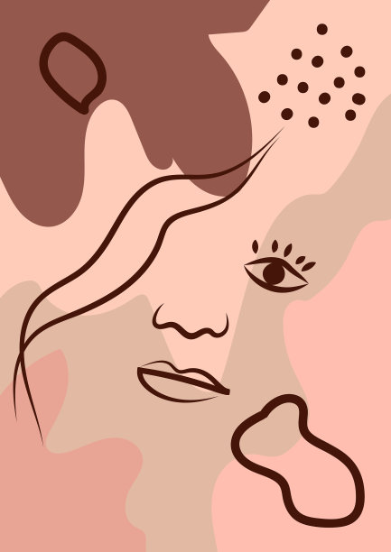 女人的脸连续线条艺术抽象图片下载