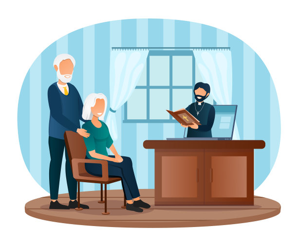 男牧师为老年人主持礼拜仪式图片下载