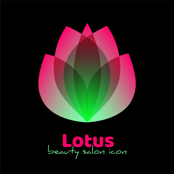 霓虹色的莲花或郁金香标志图片下载