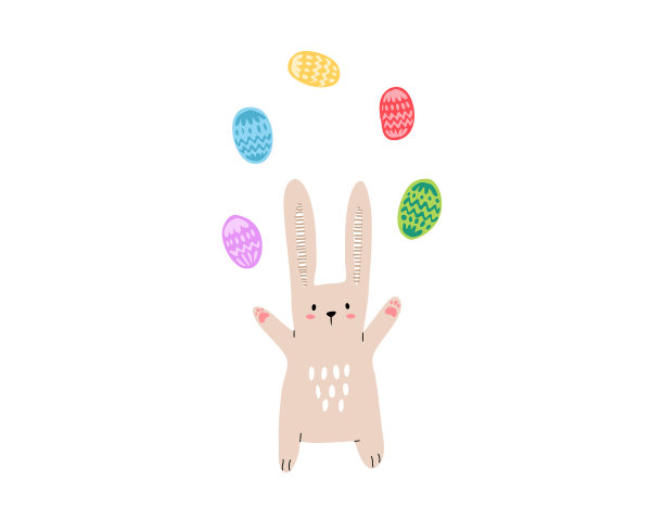 滑稽的兔子画卡通剪辑彩色海报图片下载