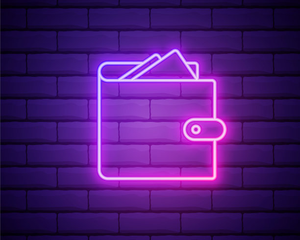 钱包里有钱，霓虹招牌钱，金融和图片下载