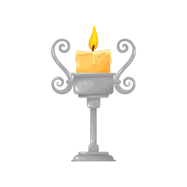 银色烛台与燃烧蜡蜡烛漩涡图片下载
