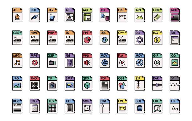 所有文件类型图标，你需要文件扩展名图片下载