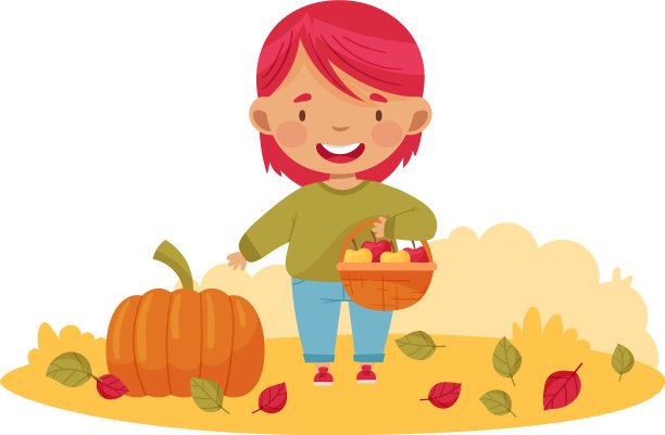 有趣的女孩用柳条摘苹果图片下载