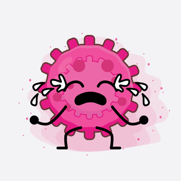 粉红病毒可爱的人物，简单的脸和手图片下载