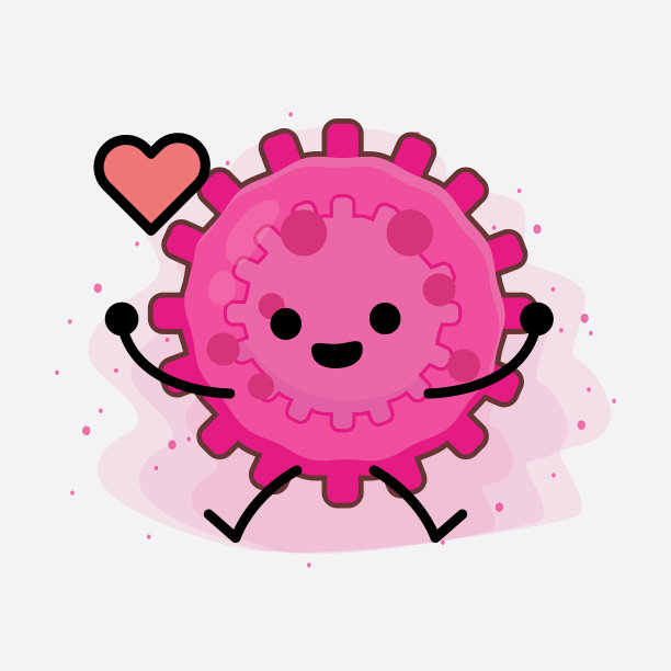 粉红病毒可爱的人物，简单的脸和手图片下载
