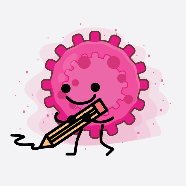 粉红病毒可爱的人物，简单的脸和手图片下载