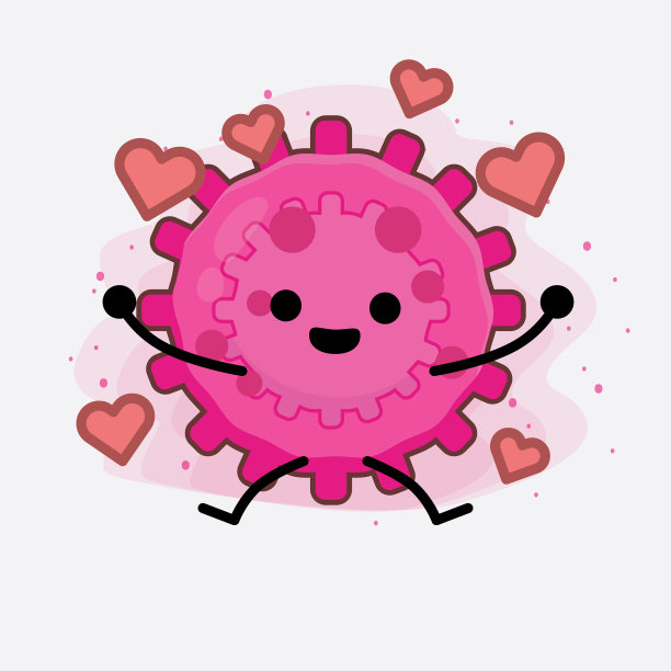 粉红病毒可爱的人物，简单的脸和手图片下载