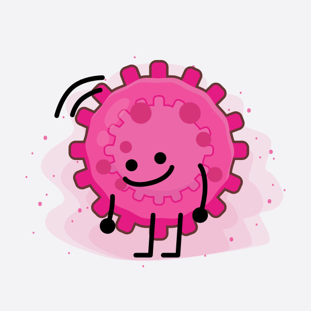 粉红病毒可爱的人物，简单的脸和手图片下载