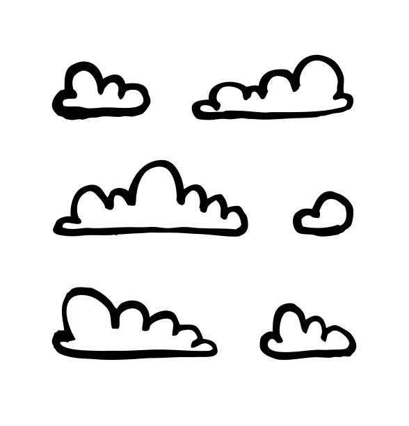 用线条艺术风格在白色上设置有趣的云彩图片下载