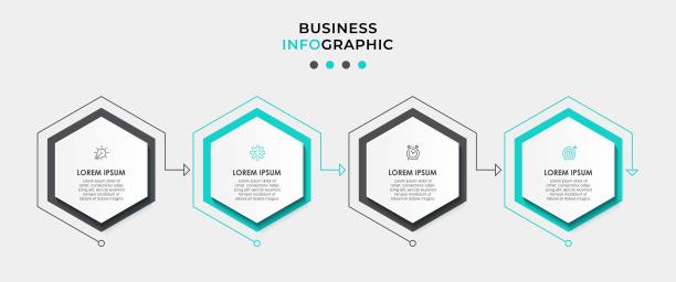 商业信息图设计模板向量与图标和4四个选项或步骤。可用于流程图，演示文稿，工作流布局，横幅，流程图，信息图图片下载