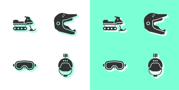 准备好头盔和机动雪橇摄影机图片下载