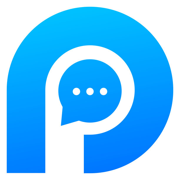 字母P气泡聊天图标设计矢量图片下载