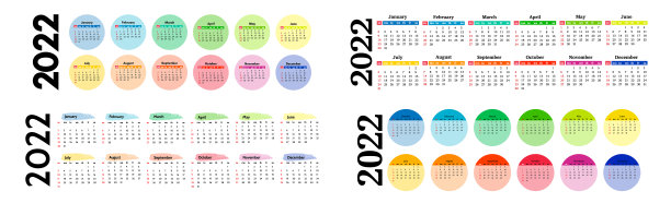 2022年的日历孤立在白色的背景上图片下载