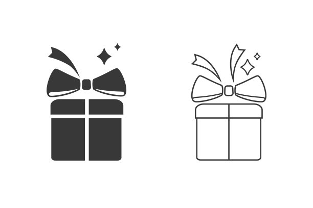 礼盒在平面风格图标设置。向量图片下载