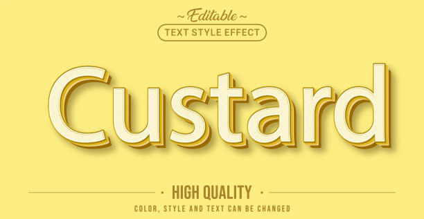 可编辑的文本样式效果-黄色的蛋奶冻文本图片下载