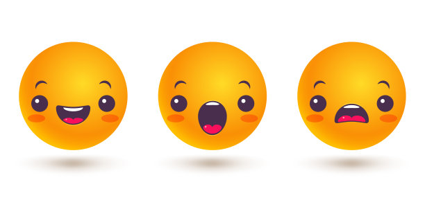 向量集图标的表情符号在卡哇伊风格。图片下载