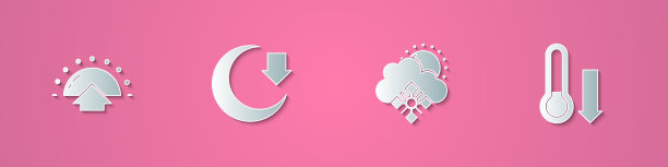 Set paper cut日出月亮云与雪图片下载