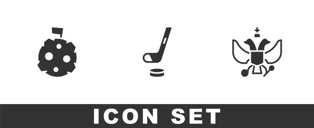 用旗子、冰球棍和冰球来设置月亮图片下载