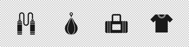 设置跳绳和沙袋运动t恤图片下载