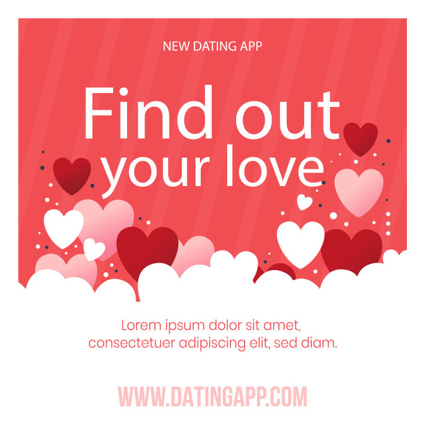 扁平约会应用程序方形传单图片下载