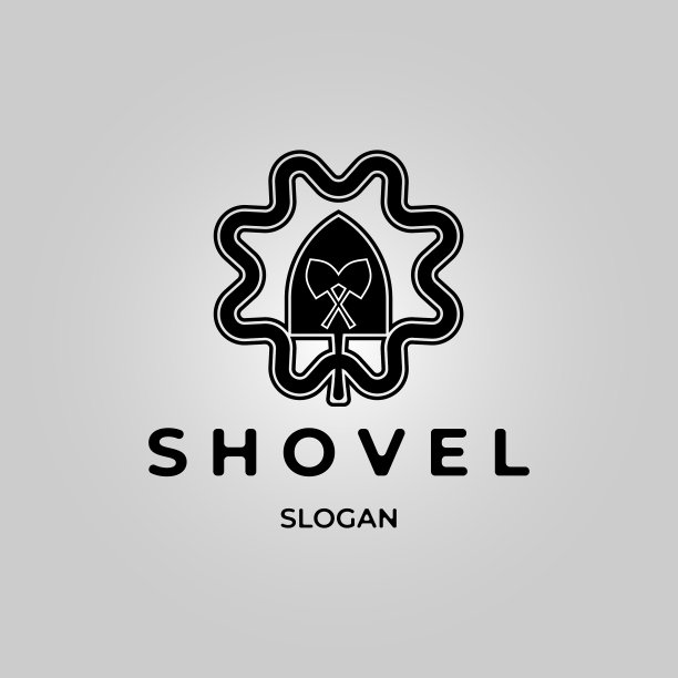 铲矿复古标志极简图标设计图片下载
