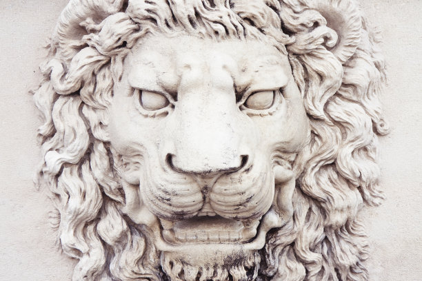 中世纪狮头石雕(意大利)-正面观图片下载