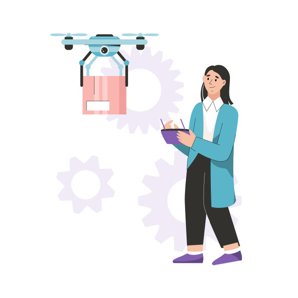 工程师控制无人机运送包裹图片下载