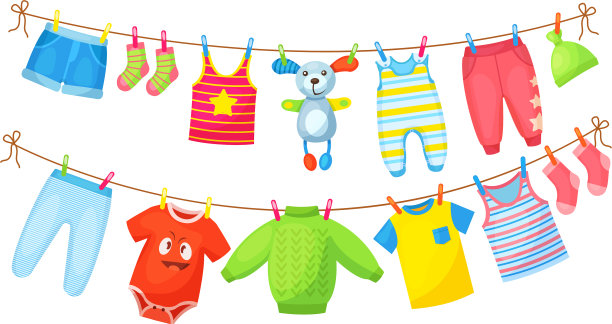 衣服挂在晒衣绳上晾干图片下载