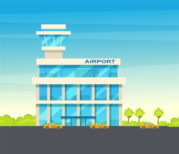 机场候机楼和飞机出租车图片下载
