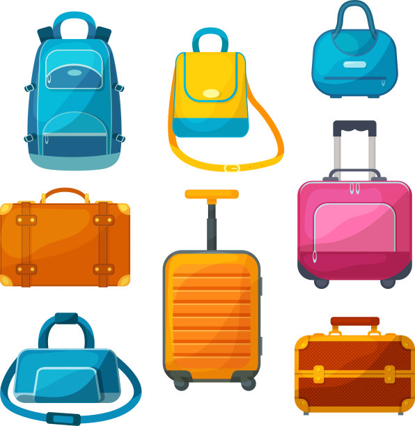 旅行行李，金属背包，塑料箱子和图片下载