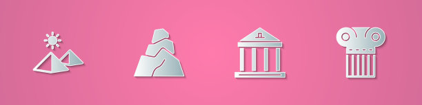 Set paper cut埃及金字塔石头博物馆图片下载