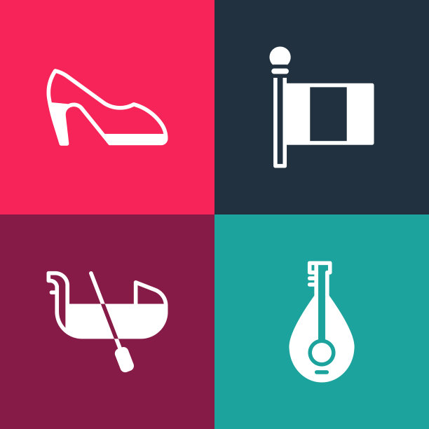 曼陀林架起意大利国旗和波普艺术贡多拉图片下载