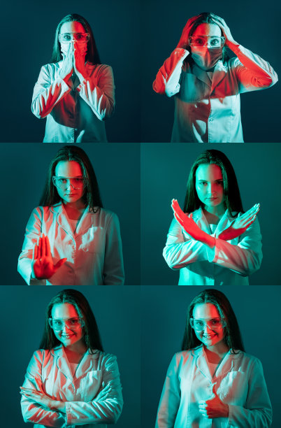 医生肖像拼贴停止大流行一套6图片下载