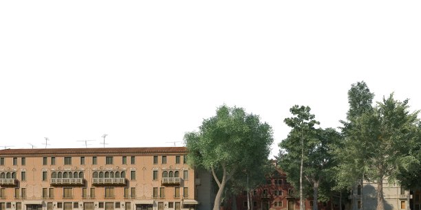 城市景观3d插图孤立在白色背景图片下载