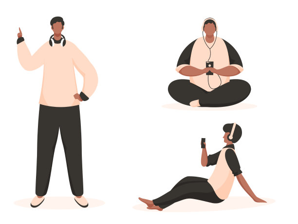 卡通年轻人听白人音乐图片下载