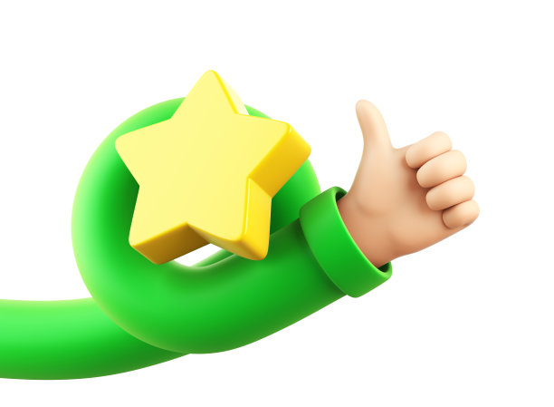 卡通人物的螺旋手显示拇指向上和持有星星图片下载