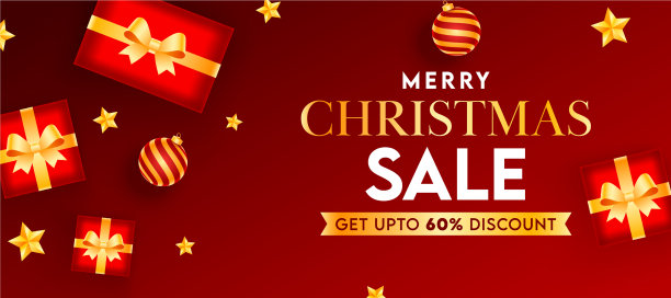 圣诞快乐销售标题或横幅设计与图片下载