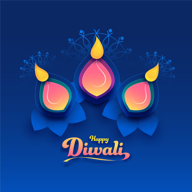 俯视图纸切点燃油灯diya上的蓝色图片下载