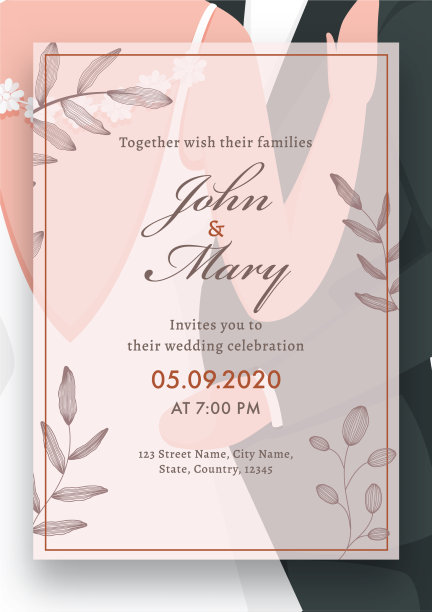 夫妇图像打印婚礼卡模板图片下载