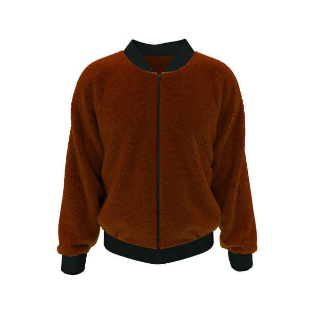 棕色羊毛大衣模型与完整的拉链设计图片下载