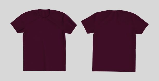 男士短袖t恤模型在前面和后面的观点图片下载