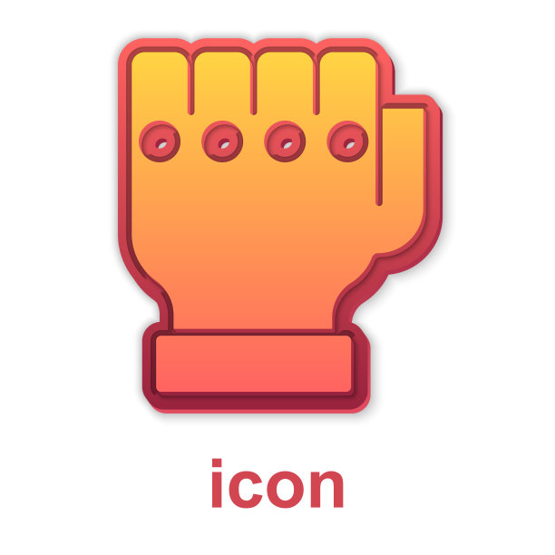 金色mma手套图标孤立在白色背景图片下载