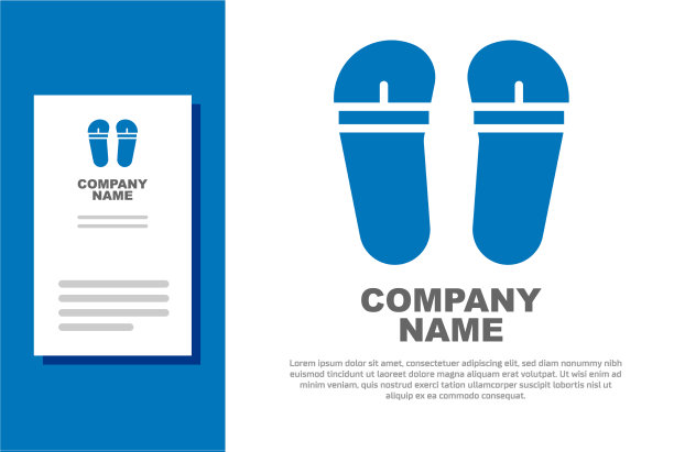 蓝色拖鞋图标孤立的白色背景图片下载